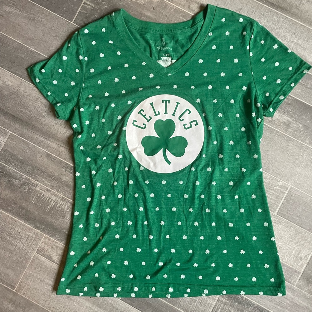 Boston Celtics Branded Kelly Green All Irish All Over Print V-Neck T-Shirt